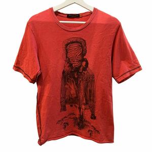 アンダーカバーイズム UNDERCOVERISM Tシャツ カットソー 半袖 プリント アウトステッチ 2 赤 レッド系 メンズ