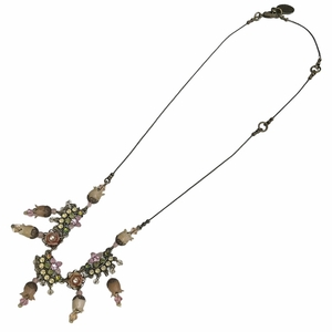 ミハエルネグリン Michal Negrin 花 ストーン ネックレス ペンダント ビーズ ピンク ホワイト ゴールド アンティーク ヴィンテージ vintage