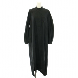 エンフォルド 20年製 ソメロスシャツドレス SOMELOS SHIRT DRESS シャツワンピース ロング バンドカラー 長袖 36 XS 黒 レディース