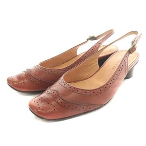  Tsumori Chisato walk сандалии кожа Wing chip medali on ремешок каблук коричневый n ключ каблук 22.5cm чай Brown 