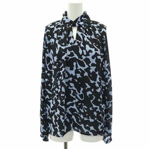  Pinky & Diane pin large PINKY&DIANNE 22AW Abu -stroke lakto animal print blouse 38 black black blue blue lady's 