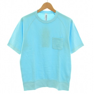 未使用品 LOOPWHEELER BEAMS PLUS別注 Extra Light Short Sleeve Sweat Tシャツ カットソー クルーネック 半袖 タグ付き M 水色 メンズ