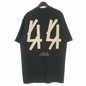 未使用品 フォーティーフォーレーベルグループ 44 LABEL GROUP バックプリントTシャツ カットソー ロゴ刺繍 半袖 M ブラック 黒