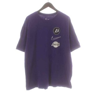 ナイキ NIKE NBA バスケットボール LAL CTS CE マックス90 1 半袖Tシャツ カットソー クルーネック プリント L 紫 白 黒 DV5857-504