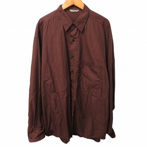 オーラリー AURALEE 近年モデル WASHED FINX TWILL BIG SHIRTS オーバーサイズシャツ カジュアル A000S03TN 長袖 茶 ブラウン 5 約L-XLサイ