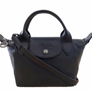 ロンシャン LONGCHAMP 美品 ル プリアージュ エクストラ XS 2WAY ハンドバッグ ショルダーバッグ 斜め掛け レザー 黒 ブラック 0509 レデ