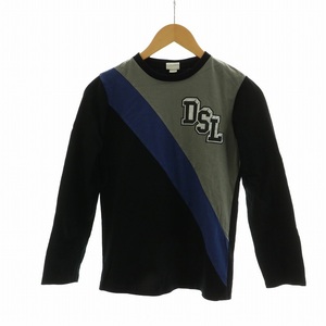 ディーゼル DIESEL Tシャツ カットソー プリント ロゴ 10 140-150cm 黒 ブラック 青 ブルー ■GY99 /MQ キッズ