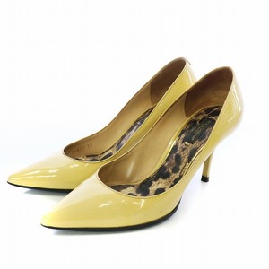  Dolce & Gabbana Dolce&Gabbana DOLCE&GABBANA pumps po Inte dotu high heel Leopard leopard print enamel 37 23.0cm yellow color 