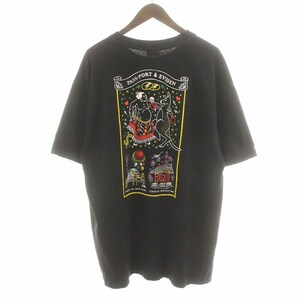 エビセン スケートボード Evisen Skateboards パスポート PASS PORTコラボ KARAOKE TEE Tシャツ カットソー 半袖 バッグプリント XL 黒