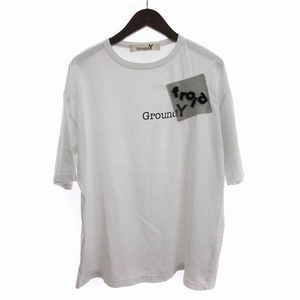 グラウンドワイ ヨウジヤマモト GroundY パッチワーク Tシャツ カットソー 半袖 フェルト ロゴ GA-T70-076 白 4 L トップス メンズ