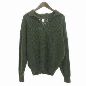 MEIAS メイアス LILY CABLE SKIPPER PULL OVER ニット セーター 長袖 ケーブル CBWPO-3A12 OLIVE 緑系 グリーン系 L メンズ