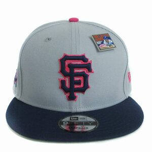 ニューエラ NEW ERA 美品 ベースボールキャップ SF サンフランシスコジャイアンツ ピンズ グレー ネイビー 9FIFTY 帽子 メンズ