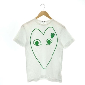 プレイコムデギャルソン PLAY COMME des GARCONS ラインハートTシャツ カットソー 半袖 コットン S 白 緑 ホワイト グリーン