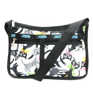 レスポートサック LesportSAC ショルダーバッグ 猫柄 ブラック ホワイト 240516E 鞄 ■ECS レディース