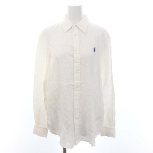 ポロ ラルフローレン POLO RALPH LAUREN Relaxed Fit Linen Shirt シャツ ブラウス 刺繍 長袖 リネン S 白 ホワイト /SY ■OS レディース