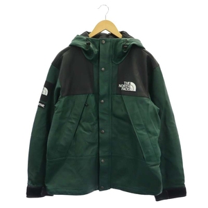 シュプリーム ×ノースフェイス THE NORTH FACE 18AW ラムレザージャケット マウンテンパーカー ブルゾン S P 緑 黒 NP618071 メンズ