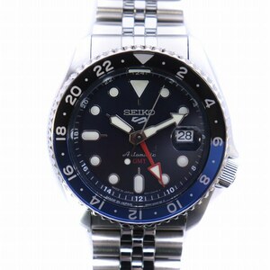 セイコー SEIKO 5スポーツ SKX Sports Style GMT 腕時計 自動巻き デイト 裏スケルトン 青文字盤 シルバーカラー 4R34-00A0 /AQ