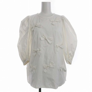  Chesty Chesty THE HANY 21 year made ribbon blouse shirt ba Rune sleeve 7 minute sleeve 1 S white white /RO lady's 