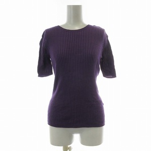  Ballsey BALLSEY Tomorrowland cotton rib crew neck knitted so- short sleeves M purple purple /RO lady's 