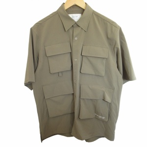 インヘリット INHERIT 美品 近年モデル 5PKT EXPLORER SHIRT カジュアルシャツ ワークシャツ ストレッチ有 半袖 ベージュ 約L～XLサイズ