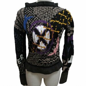 ヴィヴィアンウエストウッド Vivienne Westwood 16AW オーブ刺? 総柄デザイン ニット セーター 黒 ブラック ピンク 青 S 0510 ■GY14