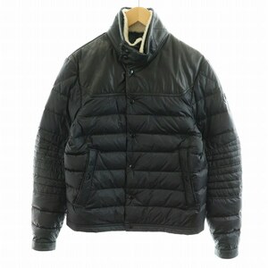 モンクレール MONCLER 19AW VASSEROT GIUBBOTTO ダウンジャケット ナイロン レザー 切替 2 M L 黒 ブラック E10914039425 53279