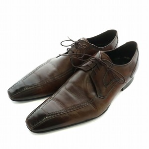 エルオム ELLE HOMME ビジネスシューズ 革靴 レザー スクエアトゥ パンチングデザイン 28cm 茶色 ブラウン /XZ ■GY18 メンズ