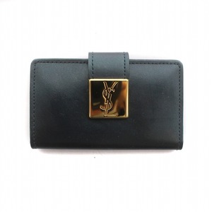 イヴサンローラン YVES SAINT LAURENT キーケース レザー ゴールド ロゴ 4連 紺 ネイビー ■GY18 /MQ レディース