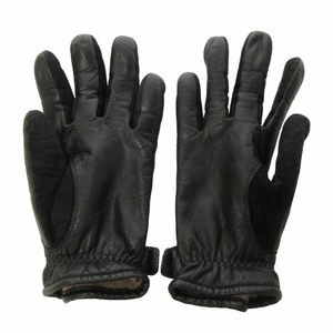  Burberry Black Label BURBERRY BLACK LABEL leather glove gloves switch suede Logo button black black 0525 men's 