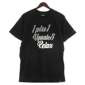 ウノピュウノウグァーレトレ リラックス 1PIU1UGUALE3 RELAX Tシャツ カットソー 半袖 ロゴ 刺繍 UST-23014 ブラック XXL メンズ