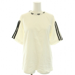 アディダスオリジナルス adidas originals TREFOIL RIB TEE Tシャツ カットソー クルーネック 半袖 ロゴ M 白 黒 メンズ レディース