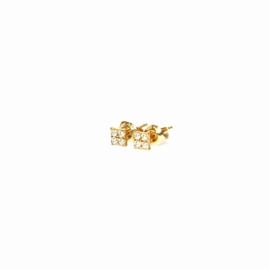  Ahkah AHKAH 24 year made Eternal laitsu stud earrings both ear for K18 diamond 0.04ct yellow gold AK0439010400 /YI14 #SHrete