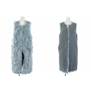  unused goods Ballsey BALLSEY Tomorrowland 18AW long gilet the best fake fur fake suede F light blue light blue lady's 