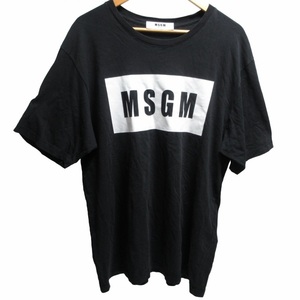 エムエスジーエム MSGM ラバーロゴTシャツ カットソー 半袖 イタリア製 2040MM67 黒 ブラック XLサイズ ■GY03 メンズ