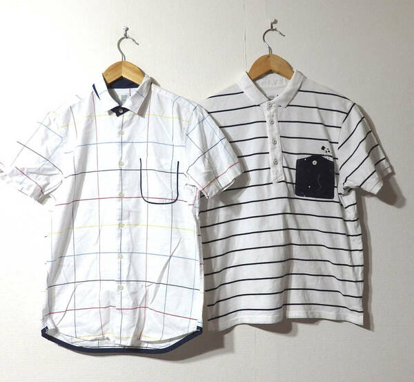 【送料無料】グラニフ半袖シャツ、ポロシャツ２枚セット/Sサイズ　星座　ボーダー　Design Tshirts Store graniph