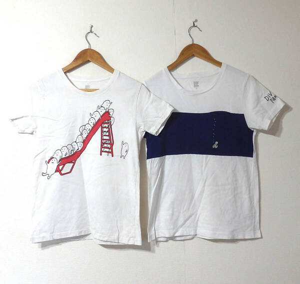【送料無料】グラニフTシャツセット/SSサイズ　パンダ　滑り台　Design Tshirts Store graniph　