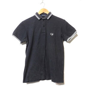 【送料無料】フレッドペリーポロシャツ/黒　ヒットユニオン　Sサイズ　FRED PERRY