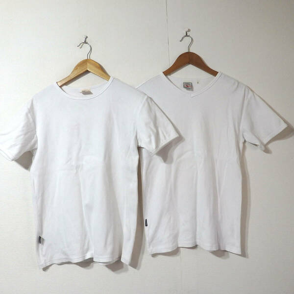 【送料無料】アヴィレックスTシャツ２枚セット/サーマルシャツ　白　Lサイズ　　AVIREX　くすみあり