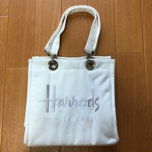 新品　未使用　Harrods　ハロッズ　バッグ　トートバッグ　ホワイト　白色　マチ付き　女性