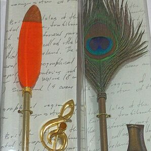 2本セット羽ボールペン☆ペンスタンド付