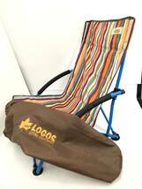 SH240501-03S/ ロゴス ストライプ あぐら チェア ポケットプラス LOGOS キャンプ アウトドア 折りたたみ 折り畳み 携帯 椅子 BBQ_画像1