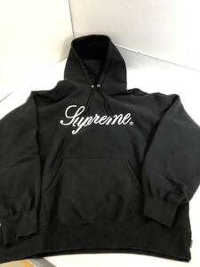 CL240514-01K/ Supreme シュプリーム レイズド スクリプト フーディー スウェットシャツ Raised Script Hooded Sweatshirt ブラック L