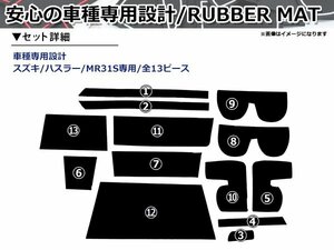 ハスラー MR31S 専用 ドアポケット テーブル 収納ケースの ラバーマット ゴムマット ポケットマット！全13P ブルー