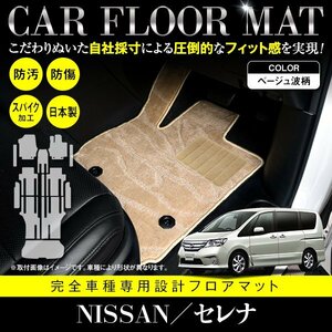 【国産】新品 日産 セレナ 全車 Sハイブリッド可 C26/HC26/HFC26/NC26/FNC26 8人乗り 13P フロアマット ベージュ 柄付 フルセット