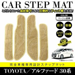 【国産】アルファード/ヴェルファイア 30系 全車可 サイドステップ マット サイドマット フロアマット ベージュ柄 波 エントランスマット