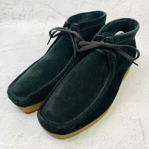 【美品】CLARKS クラークス ワラビー チャッカ スエード ラバーソール 黒 ブラック 26.5cm ショートブーツ カジュアル ジャケパン