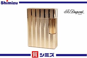 1 jpy [S.T.Dupont] beautiful goods put on fire not yet verification Dupont gas lighter line 1 stripe Gold color smoking . box attaching accessory * pawnshop exhibition 