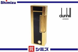 1円【dunhill】良品 着火確認済 ダンヒル ガスライター ブラック×ゴールドカラー 喫煙具 アクセサリー 小物 ◆質屋