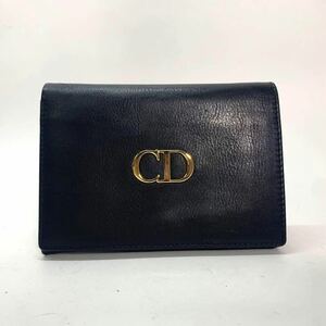 1 jpy start beautiful goods Christian Dior folding purse compact wallet leather 