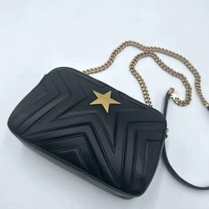 美品 STELLA McCARTNEY ステラマッカートニー ショルダーバッグ キルティング スター 星 チェーン カメラバッグ レザー 本革 ロゴ 女性